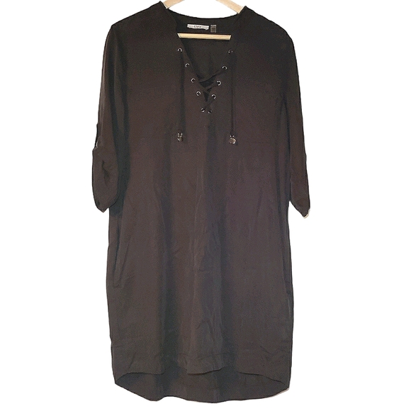 Eyelet Hem Linen Shirt Dress (Room 34 By Dex)